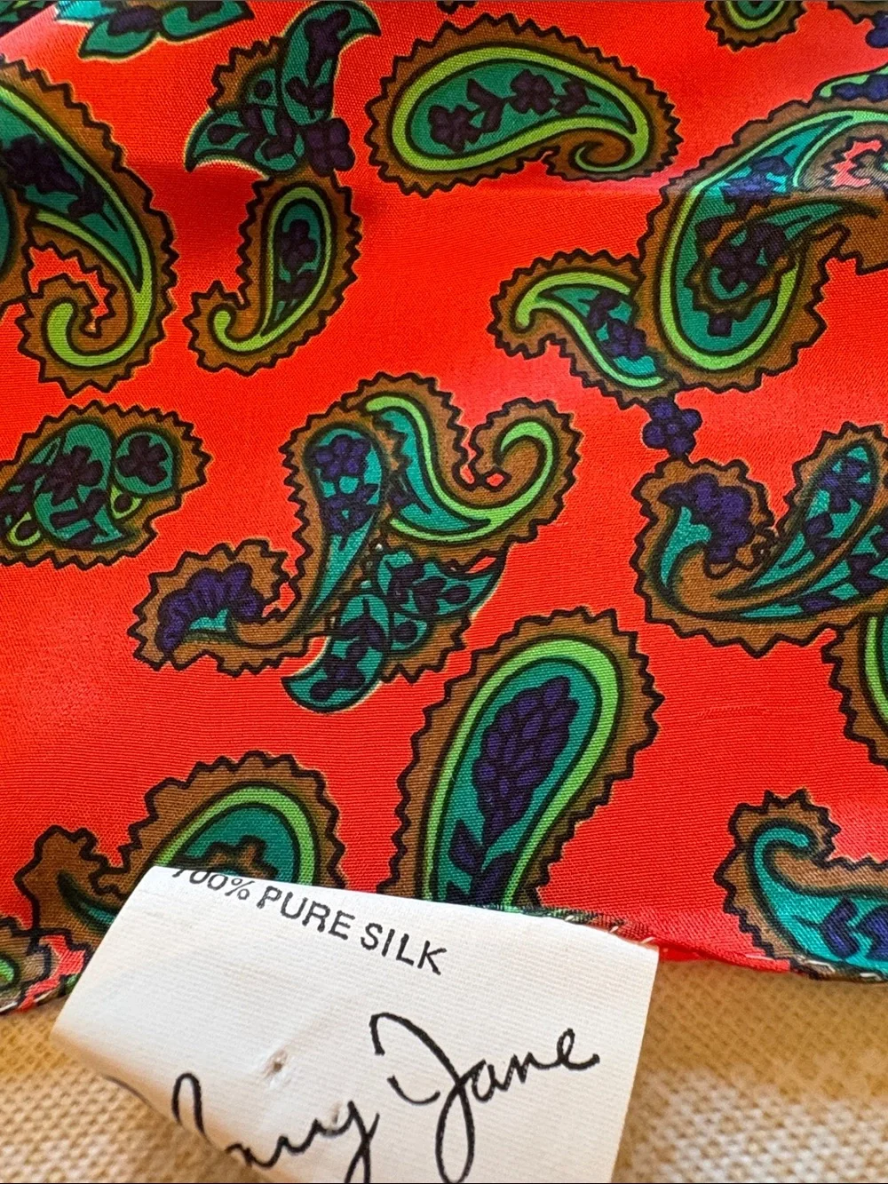Vintage Pure silk by Mary Jane vibrant paisley scarf